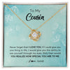 Love Knot Necklace 18K Yellow Gold Finish | Personalized To My Cousin Necklace From Family Flower Never Forget I Love You Cousin Jewelry Graduation Birthday Christmas Customized Gift Box Message Card | teecentury