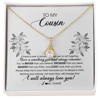 Alluring Beauty Necklace 18K Yellow Gold Finish | Personalized To My Cousin Necklace From Family Not Even Time Floral Cousin Birthday Graduation Christmas Customized Message Card | teecentury