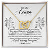 Interlocking Hearts Necklace 18K Yellow Gold Finish | Personalized To My Cousin Necklace From Family Not Even Time Floral Cousin Birthday Graduation Christmas Customized Message Card | teecentury