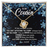 Love Knot Necklace 18K Yellow Gold Finish | Personalized To My Cousin Necklace From Family Whisper Back I Am The Storm Cousin Pendant Jewelry Birthday Graduation Christmas Customized Message Card | teecentury