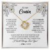 Love Knot Necklace 18K Yellow Gold Finish | Personalized To My Cousin Necklace From Family You're Braver Stronger Smarter Cousin Birthday Christmas Customized Jewelry Gift Box Message Card | teecentury