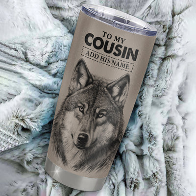 Personalized To My Cousin Tumbler From Family Wolf Braver Stronger Smarter Cousin Birthday Graduation Christmas Custom Stainless Steel Cup Travel Mug | teecentury