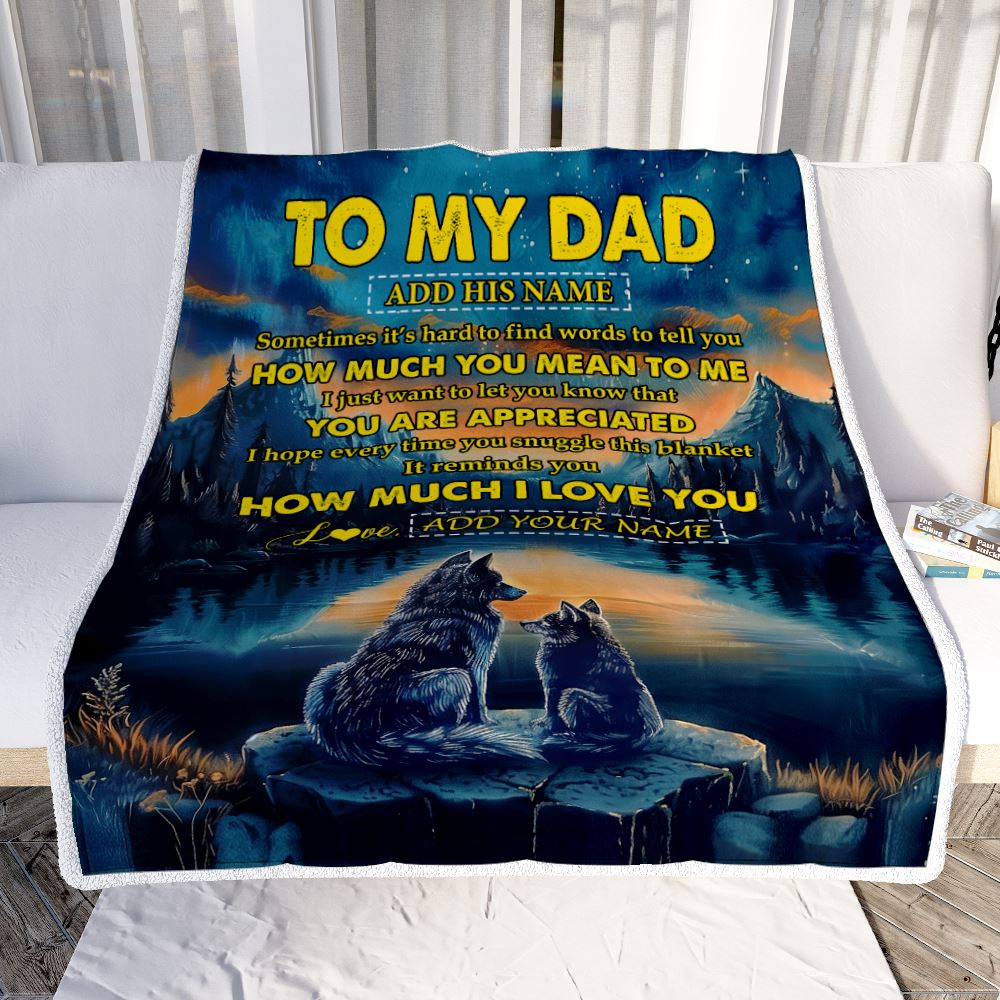 Personalized To My Dad Blanket Fathers Day Dad Gifts From Daughter Son How Much I Love You Wolf Dad Birthday Gifts Christmas Customized Fleece Blanket | teecentury