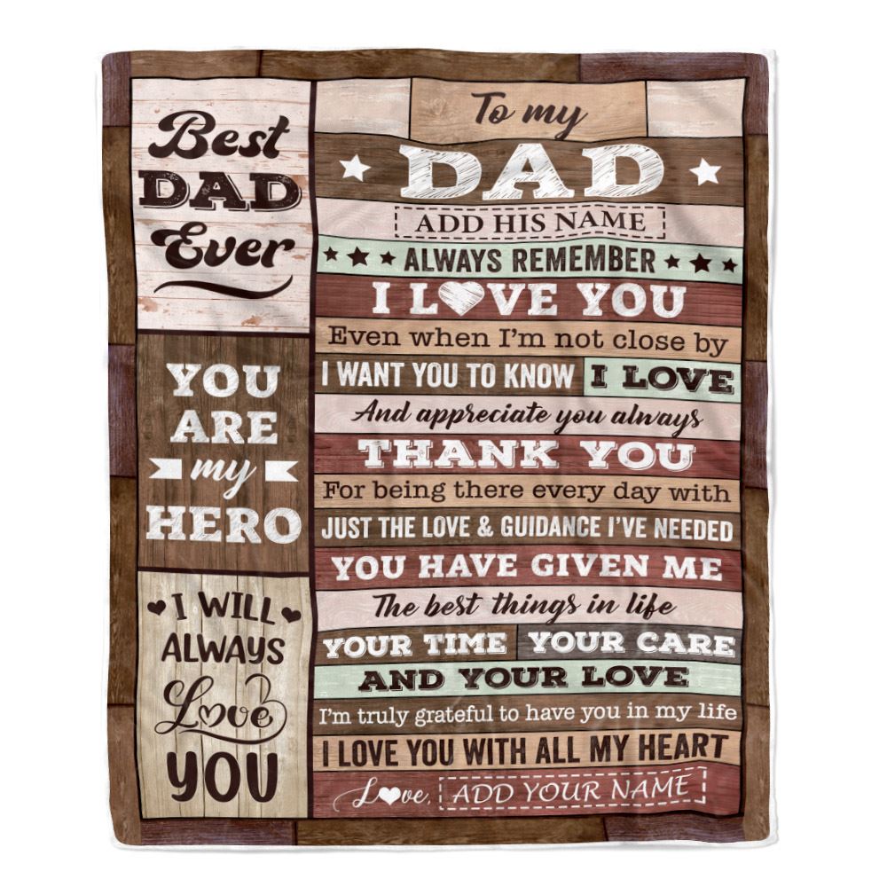 Personalized To My Dad Blanket Fathers Day Dad Gifts From Daughter Son Wood Always Remember I Love You Dad Birthday Gifts Christmas Customized Fleece Blanket | teecentury