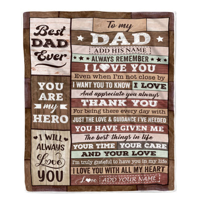 Personalized To My Dad Blanket Fathers Day Dad Gifts From Daughter Son Wood Always Remember I Love You Dad Birthday Gifts Christmas Customized Fleece Blanket | teecentury