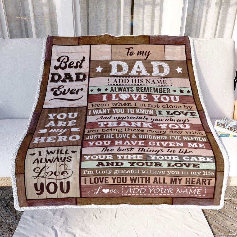 Personalized To My Dad Blanket Fathers Day Dad Gifts From Daughter Son Wood Always Remember I Love You Dad Birthday Gifts Christmas Customized Fleece Blanket | teecentury