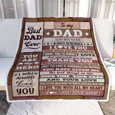 Personalized To My Dad Blanket Fathers Day Dad Gifts From Daughter Son Wood Always Remember I Love You Dad Birthday Gifts Christmas Customized Fleece Blanket | teecentury