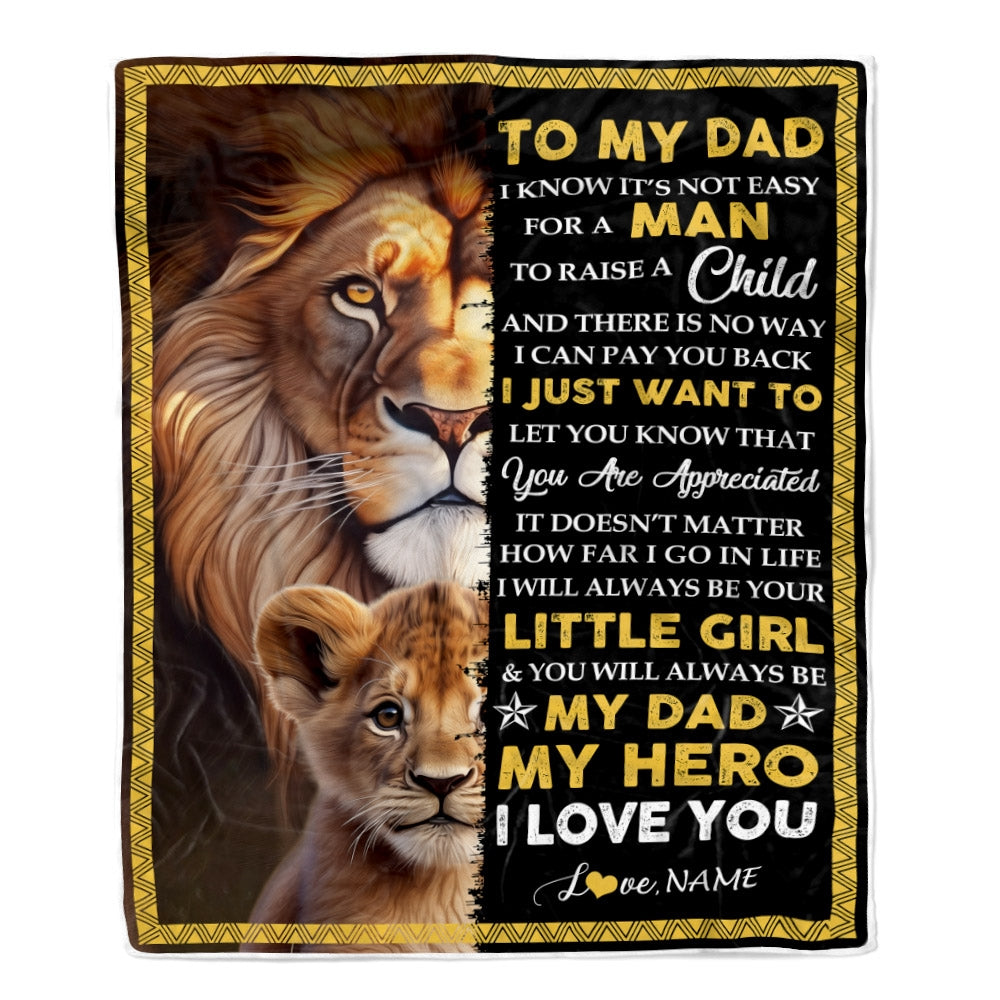 Personalized To My Dad Blanket From Daughter Lion I Love You Dad Father's Day Birthday Thanksgiving Christmas Customized Fleece Blanket Blanket | Teecentury.com