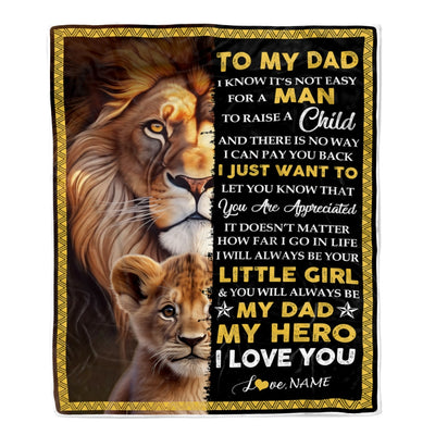 Personalized To My Dad Blanket From Daughter Lion I Love You Dad Father's Day Birthday Thanksgiving Christmas Customized Fleece Blanket Blanket | Teecentury.com