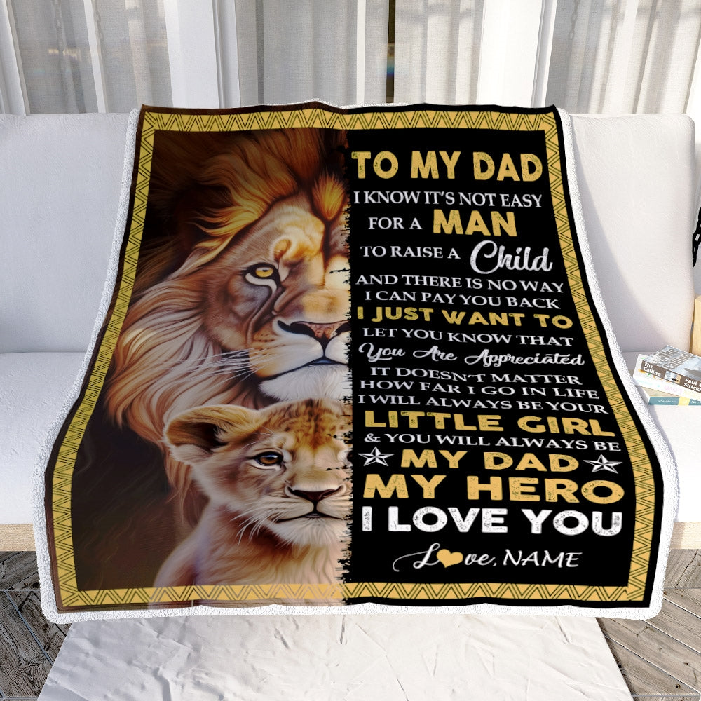 Personalized To My Dad Blanket From Daughter Lion I Love You Dad Father's Day Birthday Thanksgiving Christmas Customized Fleece Blanket Blanket | Teecentury.com