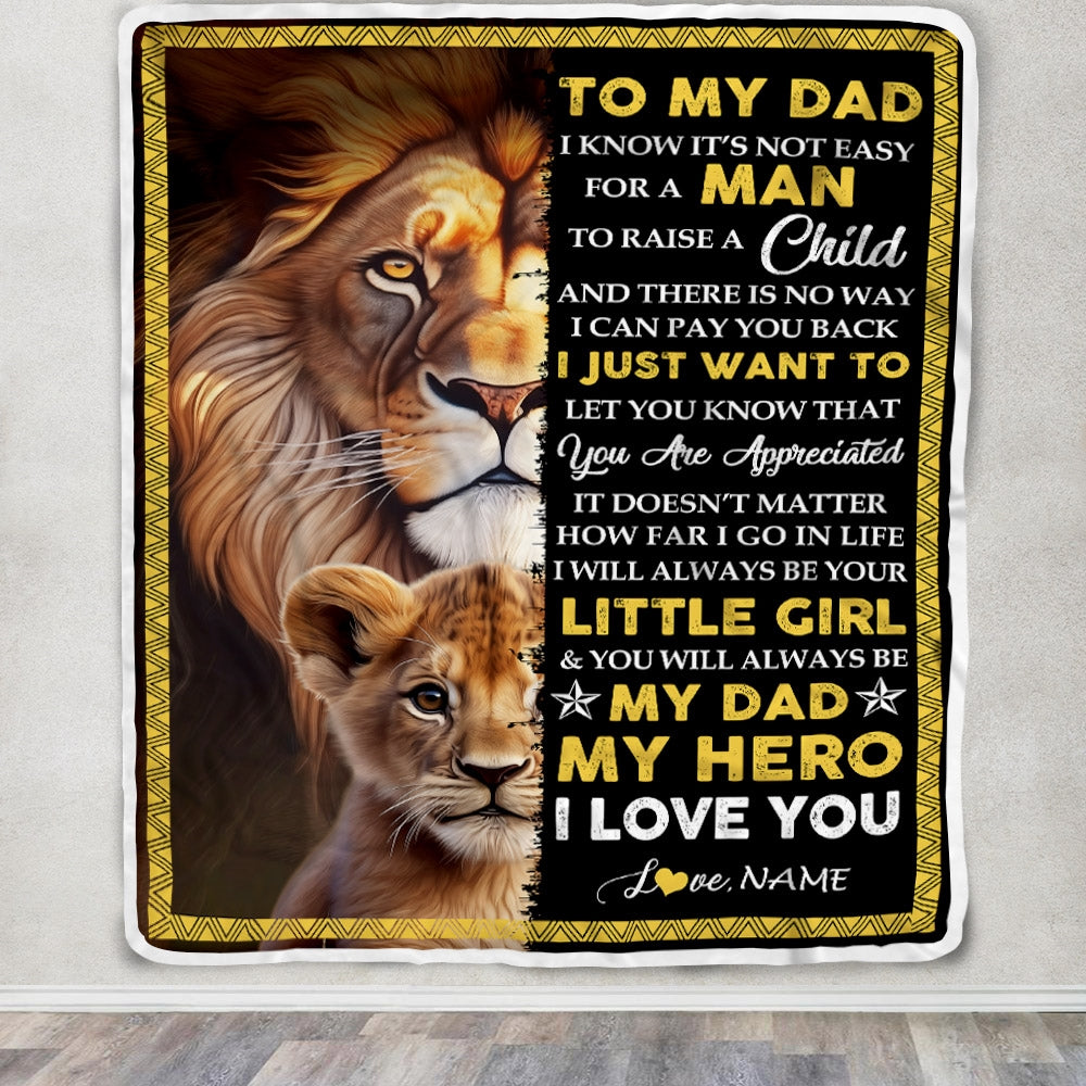 Personalized To My Dad Blanket From Daughter Lion I Love You Dad Father's Day Birthday Thanksgiving Christmas Customized Fleece Blanket Blanket | Teecentury.com