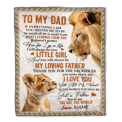 Personalized To My Dad Blanket From Daughter Lion My Loving Father I Love You Dad Father's Day Birthday Thanksgiving Christmas Customized Fleece Blanket Blanket | Teecentury.com