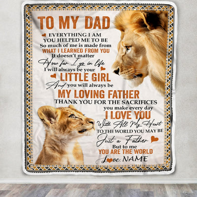 Personalized To My Dad Blanket From Daughter Lion My Loving Father I Love You Dad Father's Day Birthday Thanksgiving Christmas Customized Fleece Blanket Blanket | Teecentury.com