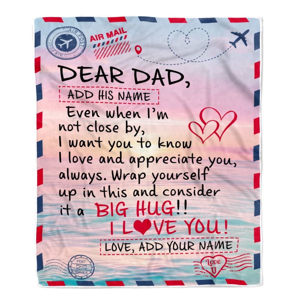 Personalized To My Dad Blanket From Daughter Son Children Letter Mail To Dad Gifts Happy Birthday Gifts Fathers Day Christmas Custom Name Fleece Throw Blanket | teecentury