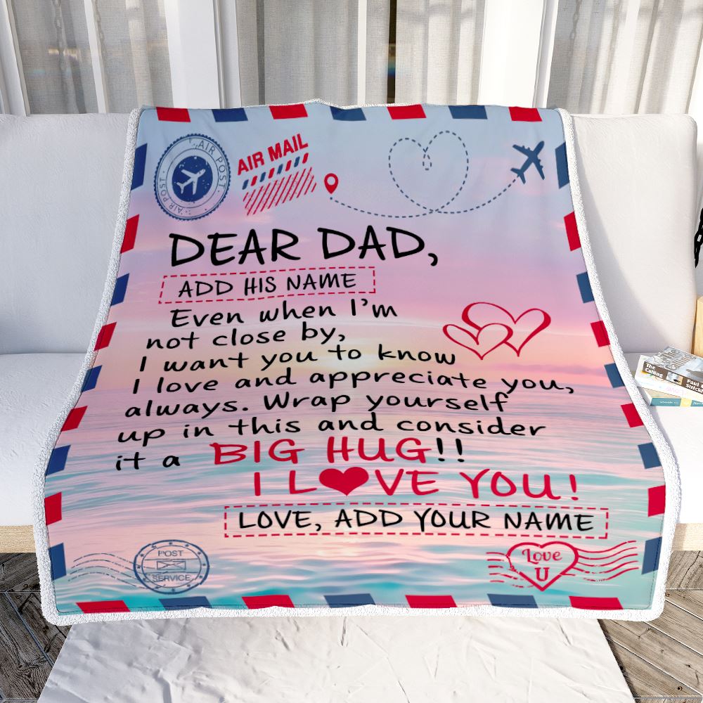 Personalized To My Dad Blanket From Daughter Son Children Letter Mail To Dad Gifts Happy Birthday Gifts Fathers Day Christmas Custom Name Fleece Throw Blanket | teecentury