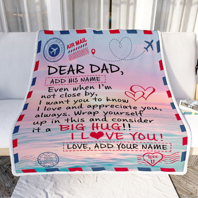Personalized To My Dad Blanket From Daughter Son Children Letter Mail To Dad Gifts Happy Birthday Gifts Fathers Day Christmas Custom Name Fleece Throw Blanket | teecentury