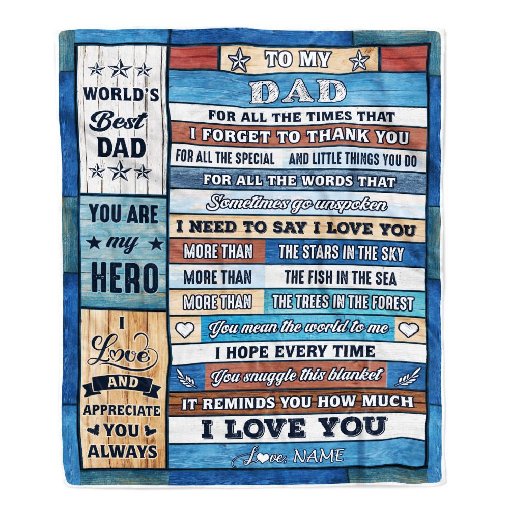 Personalized To My Dad Blanket From Daughter Son Wood Best Gifts For Great Dad Birthday Fathers Day Christmas Customized Fleece Throw Blanket | teecentury