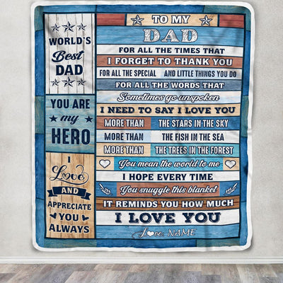 Personalized To My Dad Blanket From Daughter Son Wood Best Gifts For Great Dad Birthday Fathers Day Christmas Customized Fleece Throw Blanket | teecentury