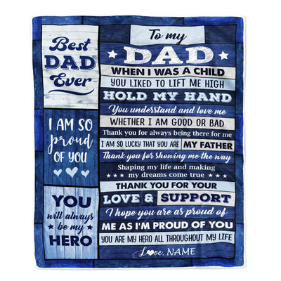 Personalized To My Dad Blanket From Daughter Son Wood Birthday Gift For Dad When I Was A Child Best Dad Fathers Day Christmas Customized Fleece Throw Blanket | teecentury