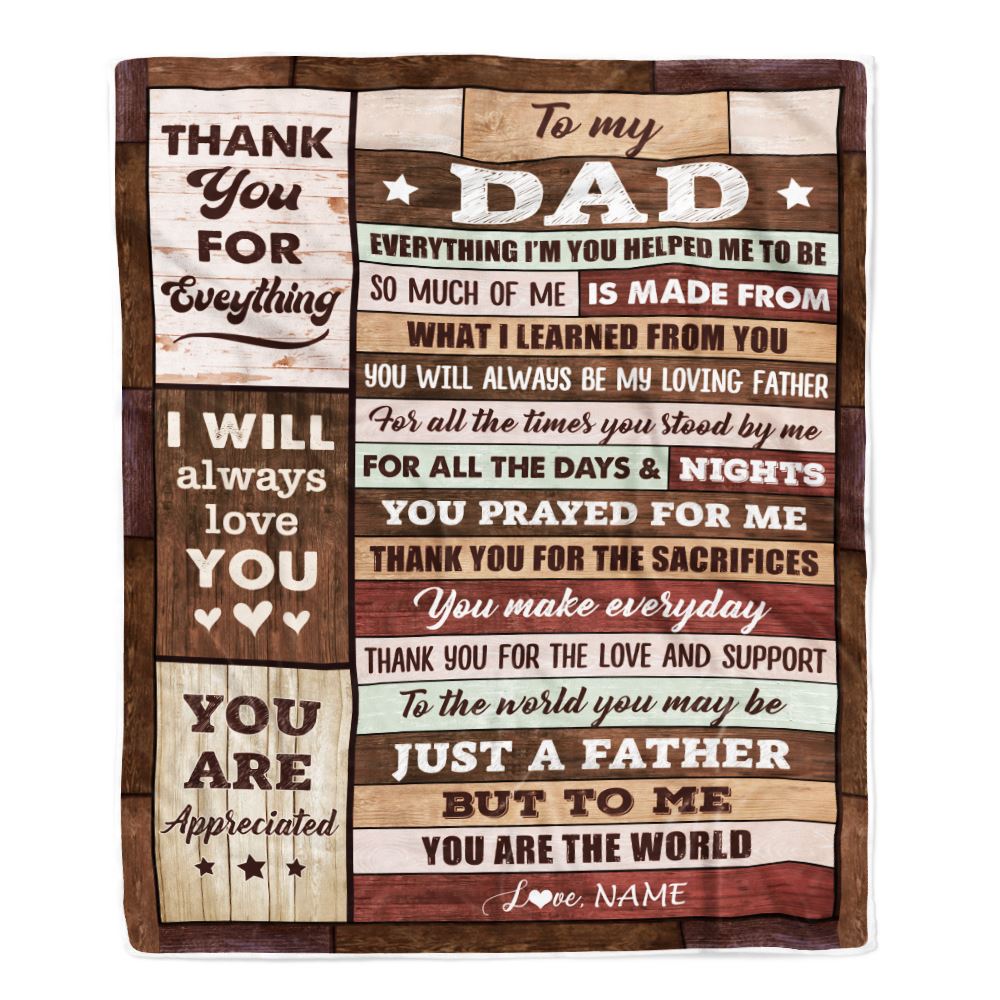 Personalized To My Dad Blanket From Daughter Son Wood Birthday Gift For Dad Who Wants Nothing Best Dad Fathers Day Christmas Customized Fleece Throw Blanket | teecentury