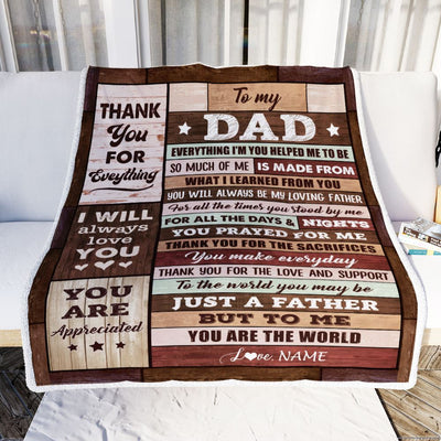Personalized To My Dad Blanket From Daughter Son Wood Birthday Gift For Dad Who Wants Nothing Best Dad Fathers Day Christmas Customized Fleece Throw Blanket | teecentury