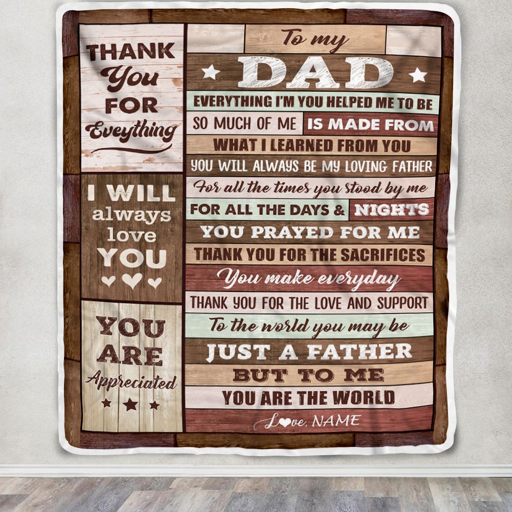 Personalized To My Dad Blanket From Daughter Son Wood Birthday Gift For Dad Who Wants Nothing Best Dad Fathers Day Christmas Customized Fleece Throw Blanket | teecentury