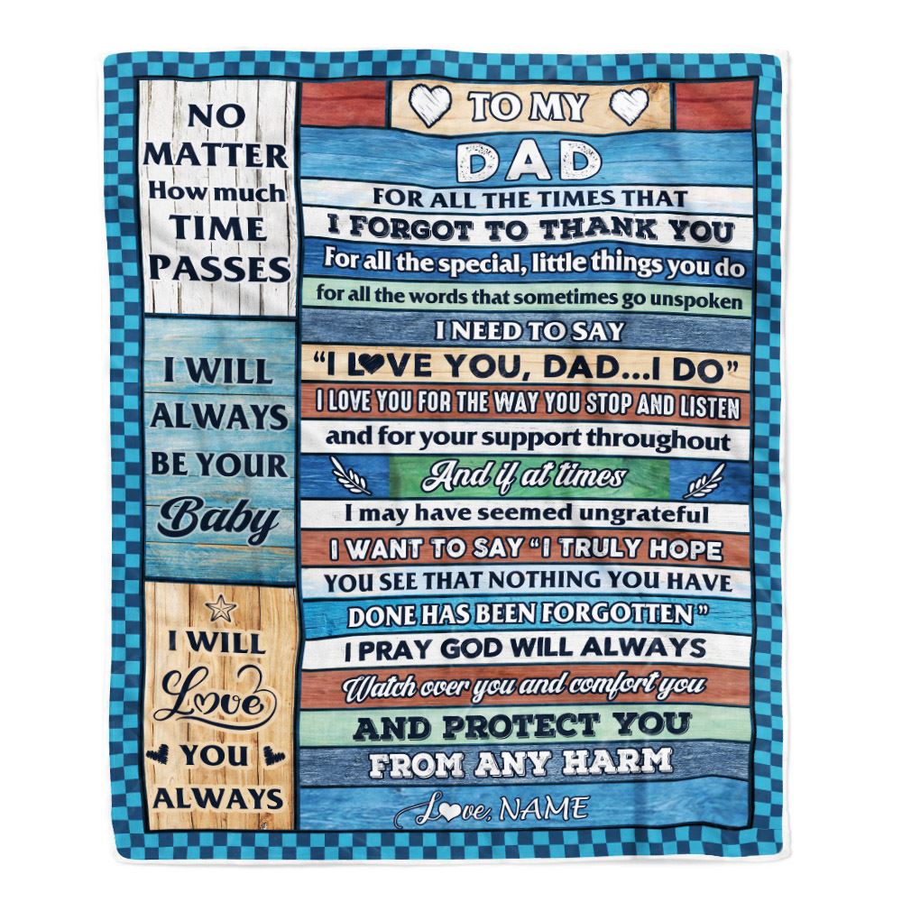 Personalized To My Dad Blanket From Daughter Son Wood I Love You Thank You Dad Birthday Fathers Day Thanksgiving Christmas Customized Gift Fleece Blanket | teecentury