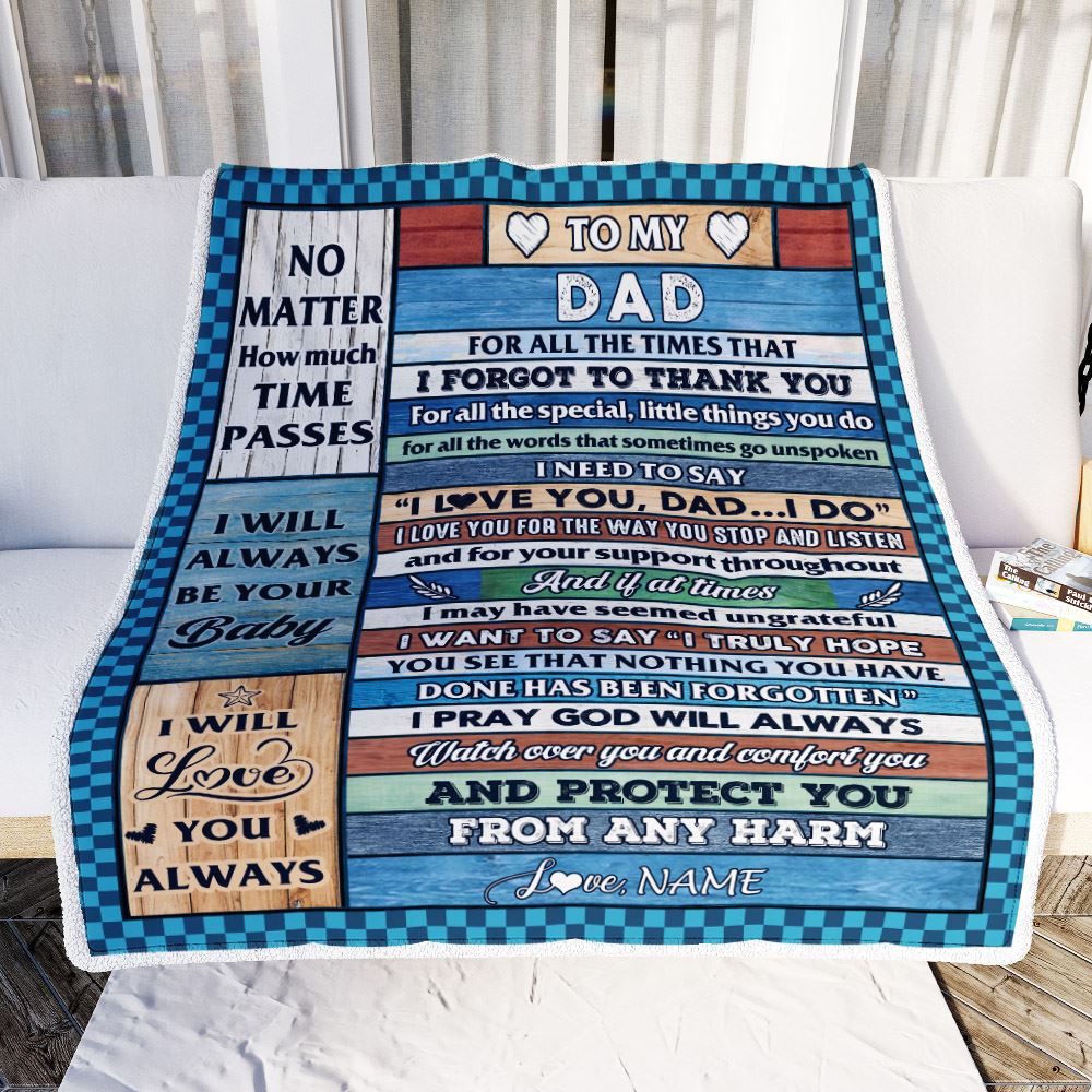 Personalized To My Dad Blanket From Daughter Son Wood I Love You Thank You Dad Birthday Fathers Day Thanksgiving Christmas Customized Gift Fleece Blanket | teecentury