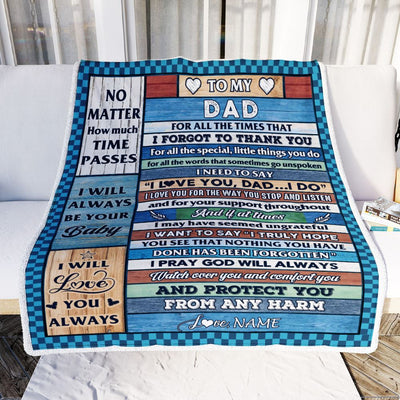 Personalized To My Dad Blanket From Daughter Son Wood I Love You Thank You Dad Birthday Fathers Day Thanksgiving Christmas Customized Gift Fleece Blanket | teecentury