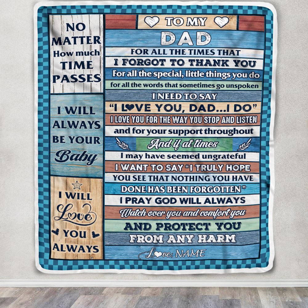 Personalized To My Dad Blanket From Daughter Son Wood I Love You Thank You Dad Birthday Fathers Day Thanksgiving Christmas Customized Gift Fleece Blanket | teecentury