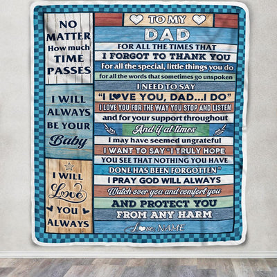Personalized To My Dad Blanket From Daughter Son Wood I Love You Thank You Dad Birthday Fathers Day Thanksgiving Christmas Customized Gift Fleece Blanket | teecentury