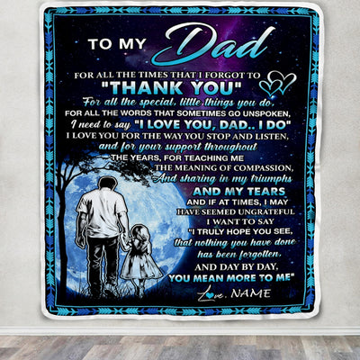 Personalized To My Dad Blanket From Daughter Thank You Day By Day Dad Birthday Fathers Day Thanksgiving Christmas Customized Bed Fleece Blanket | teecentury
