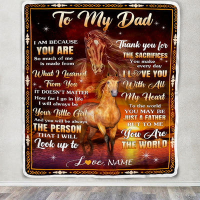 Personalized To My Dad Blanket From Daughter Thank You For The Sacrifices Horse Dad Birthday Mothers Day Thanksgiving Christmas Customized Fleece Blanket | teecentury