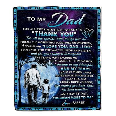 Personalized To My Dad Blanket From Son Thank You Day By Day Dad Birthday Fathers Day Thanksgiving Christmas Customized Bed Fleece Blanket | teecentury