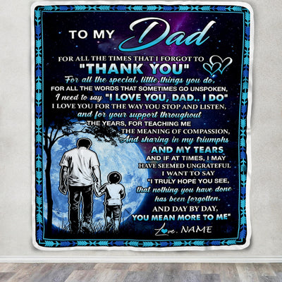 Personalized To My Dad Blanket From Son Thank You Day By Day Dad Birthday Fathers Day Thanksgiving Christmas Customized Bed Fleece Blanket | teecentury