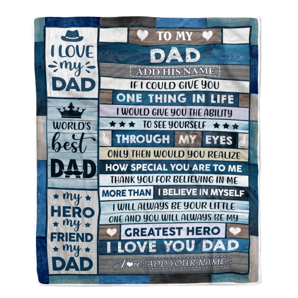 Personalized To My Dad Blanket Gifts For Fathers Day Wood Dad From Daughter Son My Dad Here Best Friend Dad Birthday Gifts Christmas Customized Fleece Blanket | teecentury