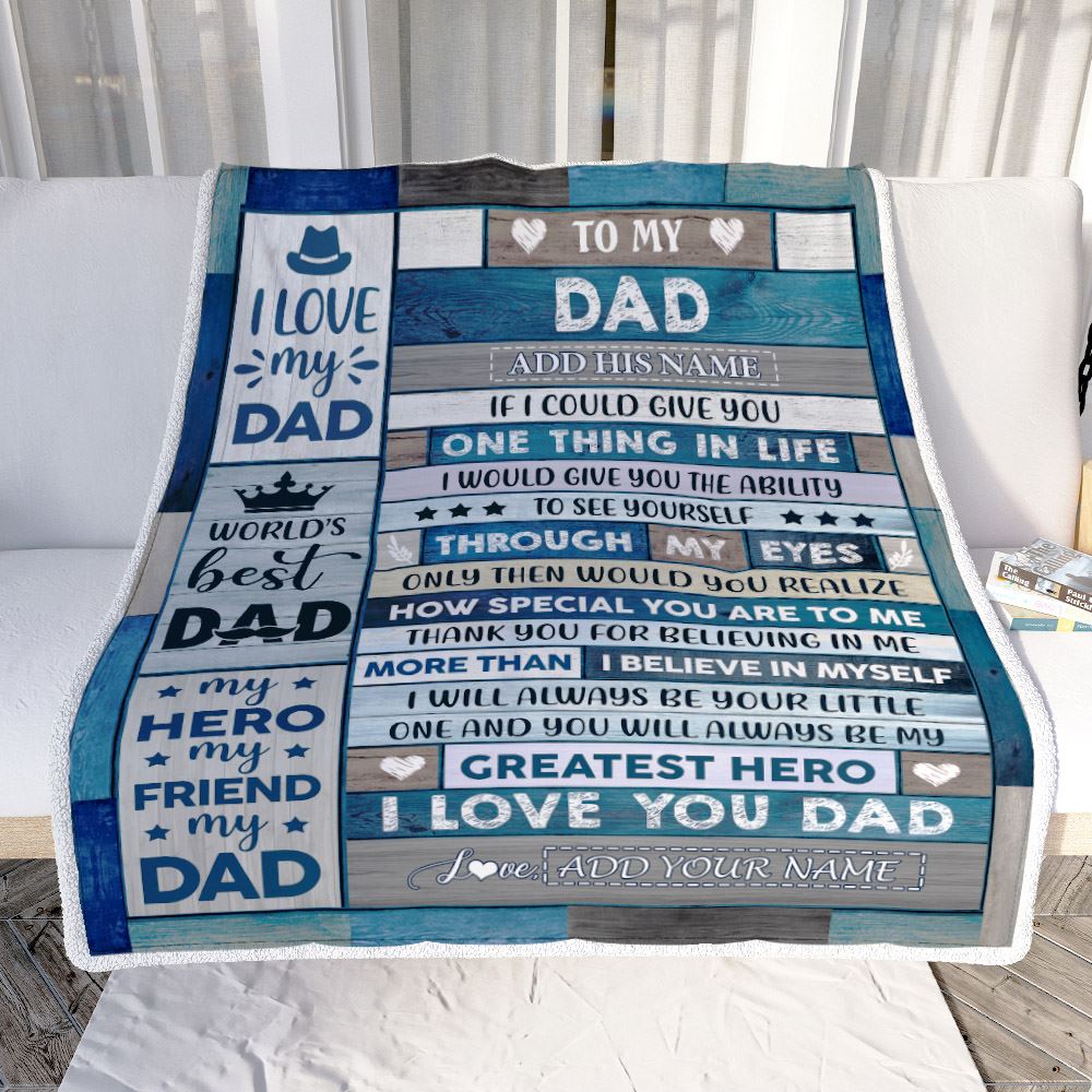 Personalized To My Dad Blanket Gifts For Fathers Day Wood Dad From Daughter Son My Dad Here Best Friend Dad Birthday Gifts Christmas Customized Fleece Blanket | teecentury