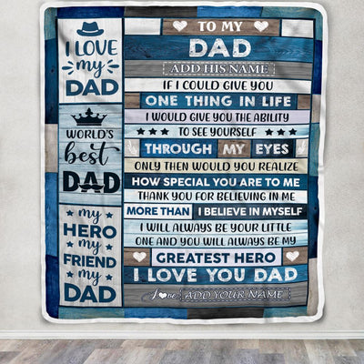 Personalized To My Dad Blanket Gifts For Fathers Day Wood Dad From Daughter Son My Dad Here Best Friend Dad Birthday Gifts Christmas Customized Fleece Blanket | teecentury