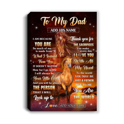 Personalized To My Dad Canvas From Daughter Thank You For The Sacrifices Horse Dad Birthday Mothers Day Thanksgiving Christmas Custom Wall Art Framed Canvas | teecentury