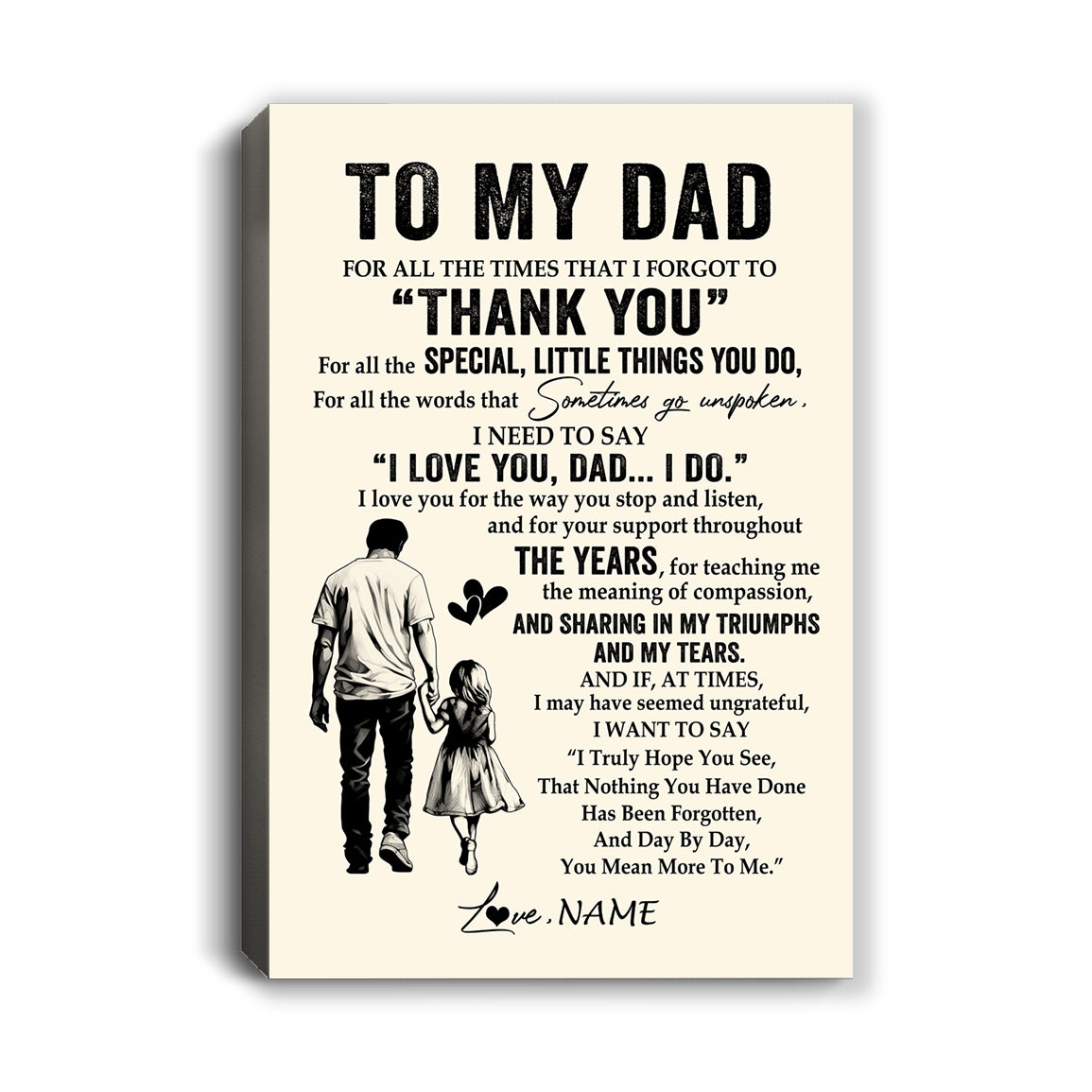 Personalized To My Dad Canvas From Son For All The Times That I Forgot To Thank You Dad Birthday Fathers Day Christmas Custom Wall Art Print Framed Canvas | teecentury