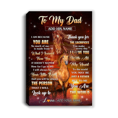 Personalized To My Dad Canvas From Son Thank You For The Sacrifices Horse Dad Birthday Mothers Day Thanksgiving Christmas Custom Wall Art Framed Canvas | teecentury