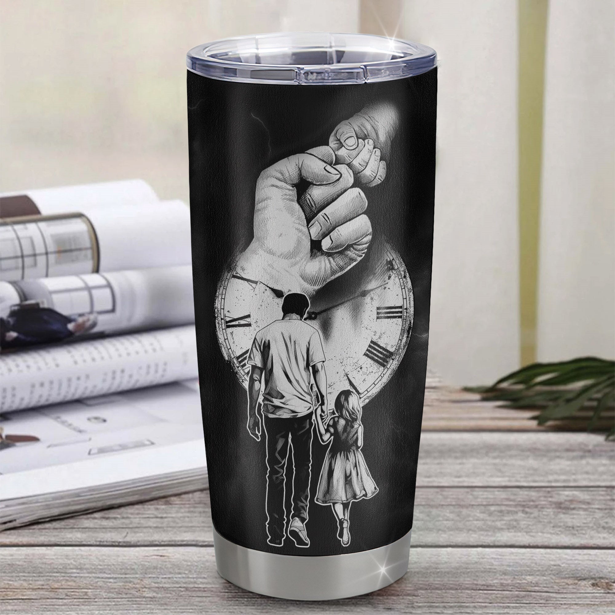 Personalized To My Dad From Daughter Little Girl Stainless Steel Tumbler Cup I Know It's Not Easy A Man To Raise A Child Dad Fathers Day Birthday Christmas Travel Mug | teecentury