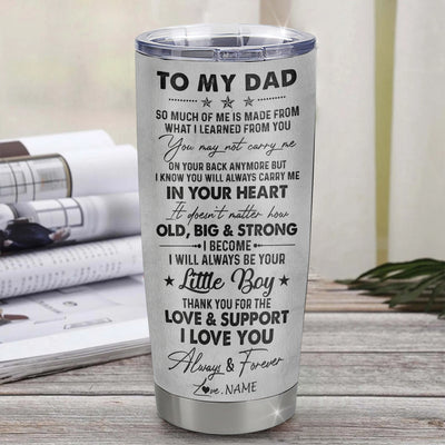 Personalized To My Dad From Son Litte Boy Stainless Steel Tumbler Cup Love You Always And Forever Lion Dad Fathers Day Birthday Christmas Travel Mug | teecentury