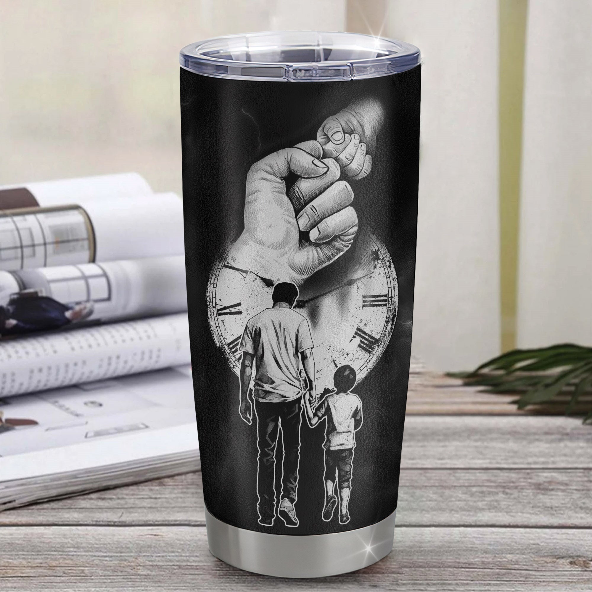 Personalized To My Dad From Son Little Boy Stainless Steel Tumbler Cup I Know It's Not Easy A Man To Raise A Child Dad Fathers Day Birthday Christmas Travel Mug | teecentury