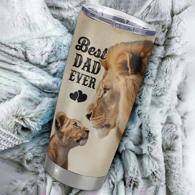 Personalized To My Dad From Son Stainless Steel Tumbler Cup I Know It’s Not Easy For A Man To Raise A Child Lion Dad Papa Fathers Day Birthday Christmas Travel Mug | teecentury
