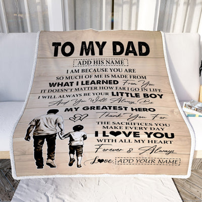 Personalized To My Dad Gifts Blanket From Son Thank You My Hero Dad Birthday Gift Fathers Day Thanksgiving Christmas Customized Bed Fleece Throw Blanket | teecentury