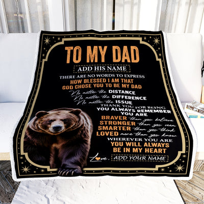 Personalized To My Dad Gifts For Birthday From Daughter Son Inspirational Bear Gifts For Dad Blanket Birthday Idea Father's Day Custom Fleece Throw Blanket | teecentury