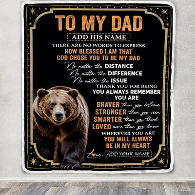 Personalized To My Dad Gifts For Birthday From Daughter Son Inspirational Bear Gifts For Dad Blanket Birthday Idea Father's Day Custom Fleece Throw Blanket | teecentury