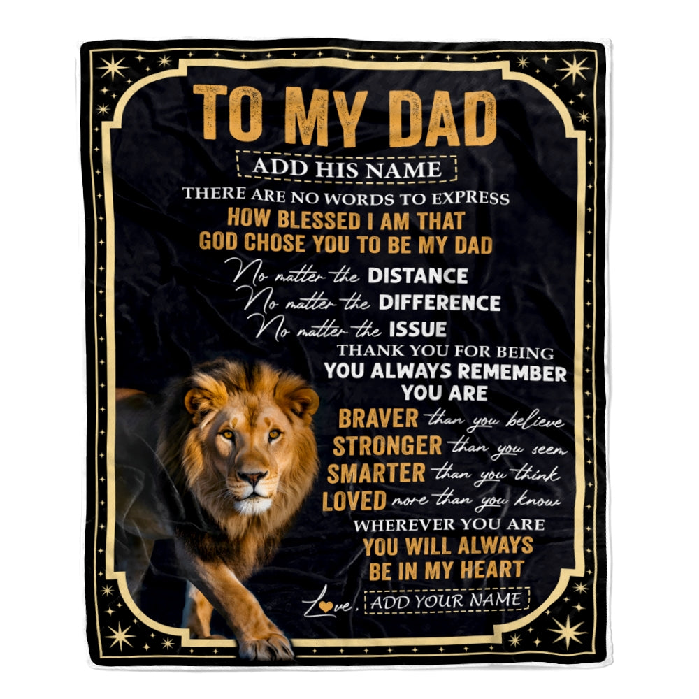Personalized To My Dad Gifts For Birthday From Daughter Son Inspirational Lion Gifts For Dad Blanket Birthday Idea Father's Day Custom Fleece Throw Blanket | teecentury