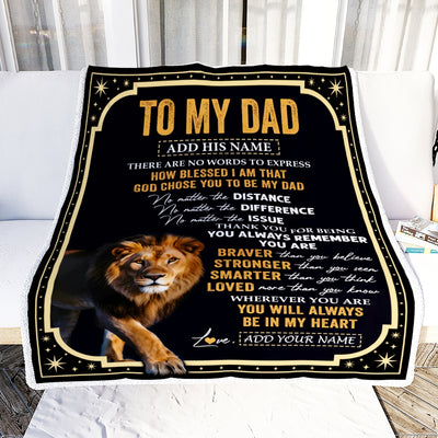Personalized To My Dad Gifts For Birthday From Daughter Son Inspirational Lion Gifts For Dad Blanket Birthday Idea Father's Day Custom Fleece Throw Blanket | teecentury
